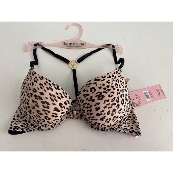 Juicy Couture Sexy Extreme Push Up Bra Sz 34B Leopard Animal Print JC5267J NEW - Picture 1 of 8